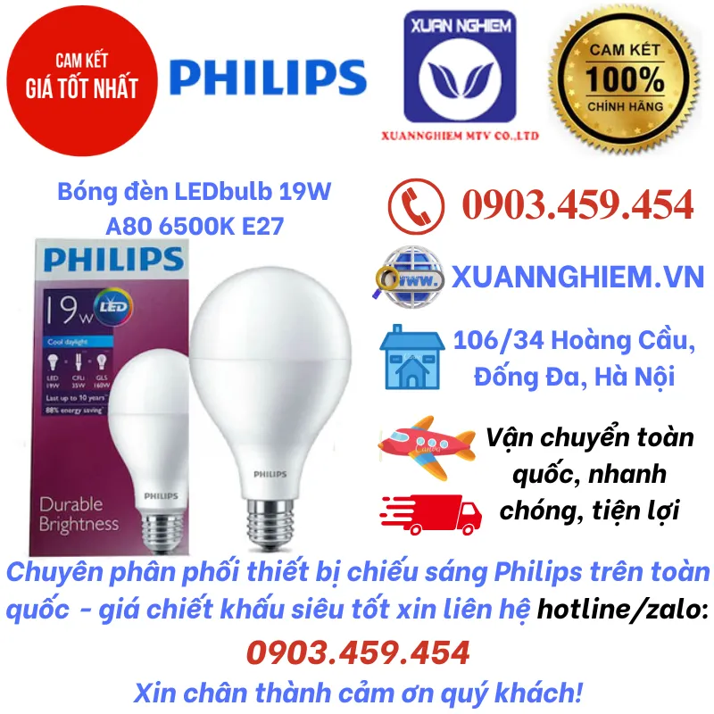 Bóng đèn LEDbulb 19W A80 6500K E27