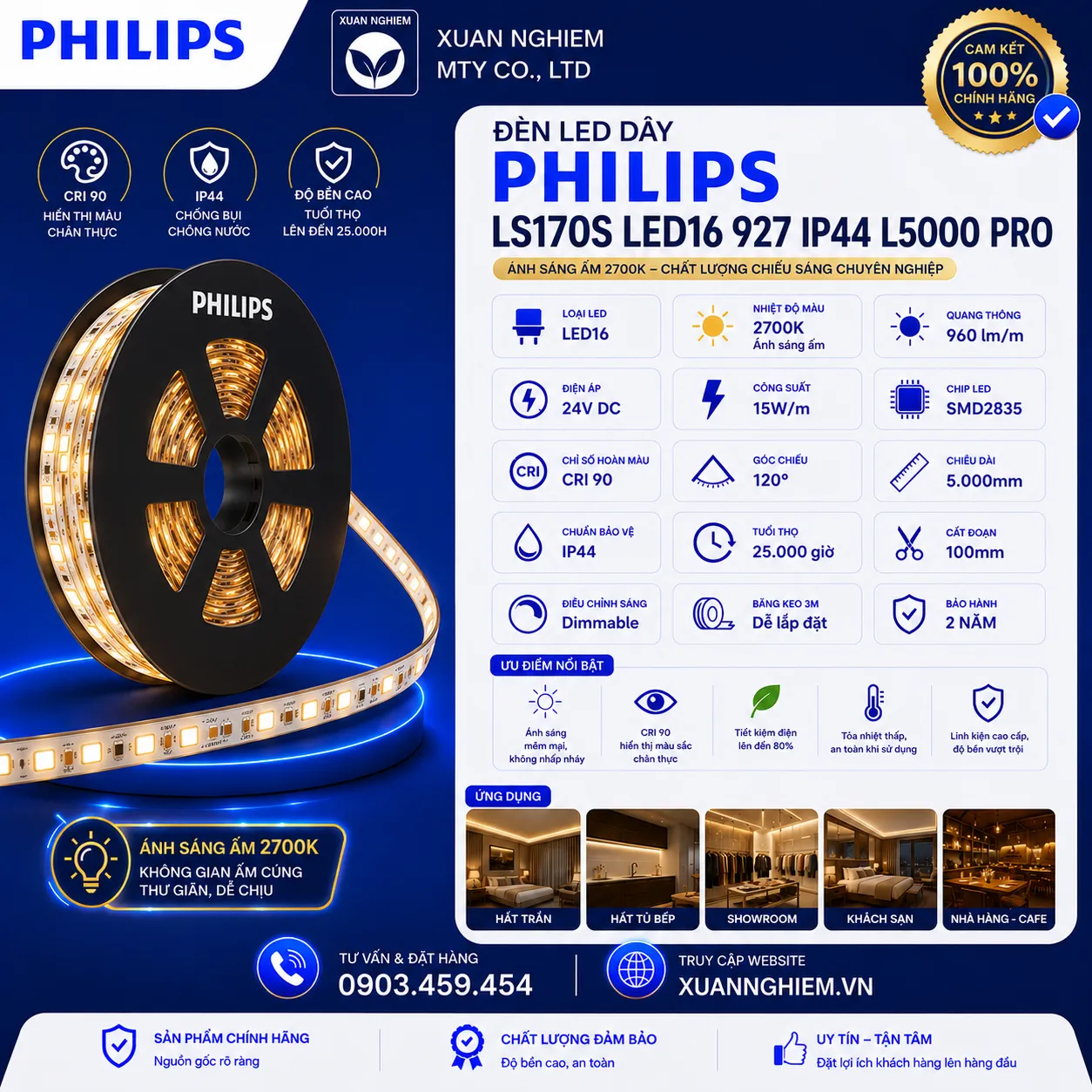 Đèn LED dây LS170S LED16 927 IP44 L5000 PRO