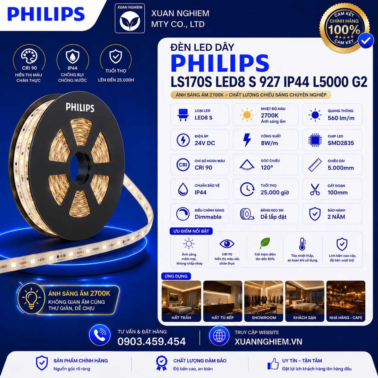 Đèn LED dây LS170S LED8 S 927 IP44 L5000 G2