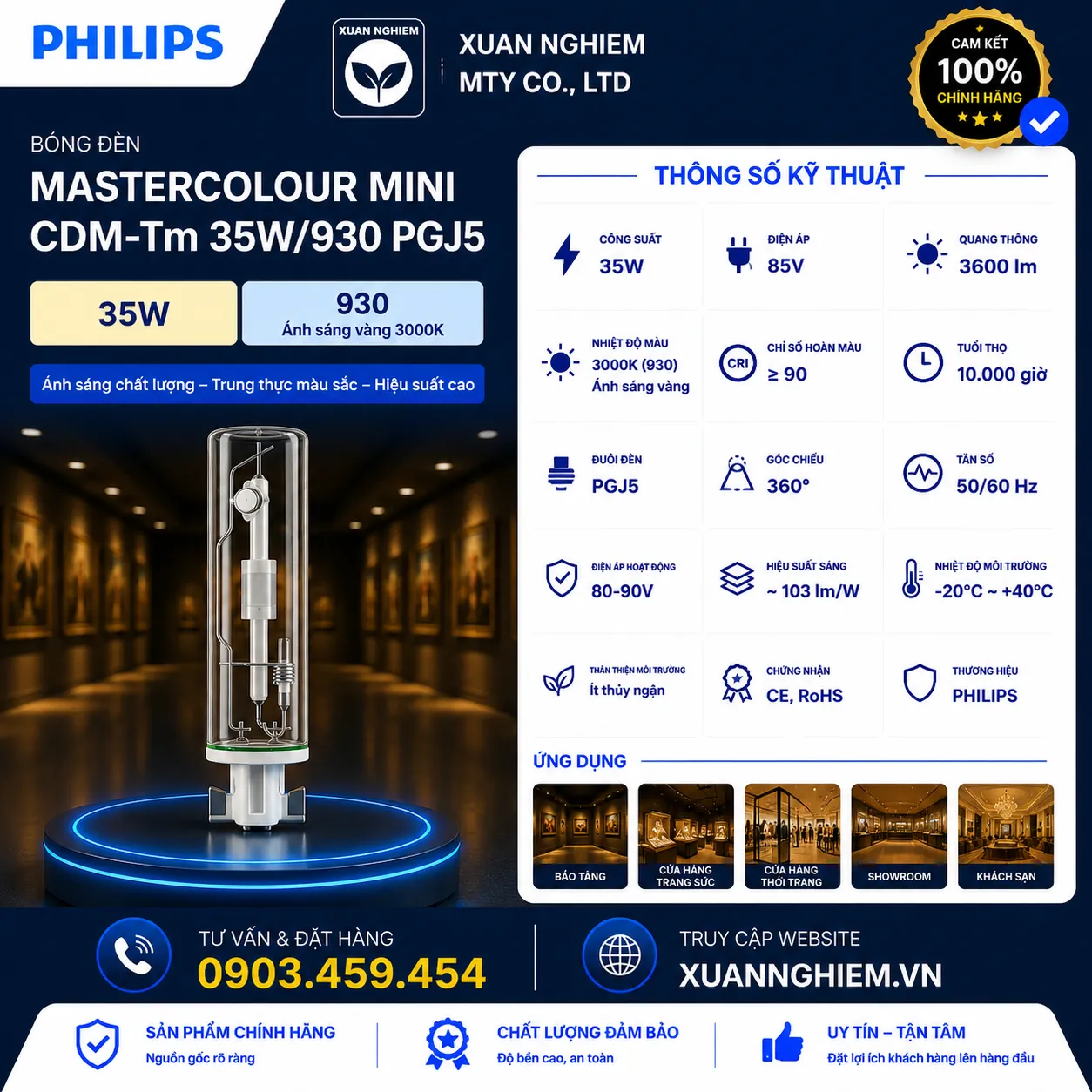 Bóng đèn MasterColour Mini CDM-Tm 35w/930 PGJ5