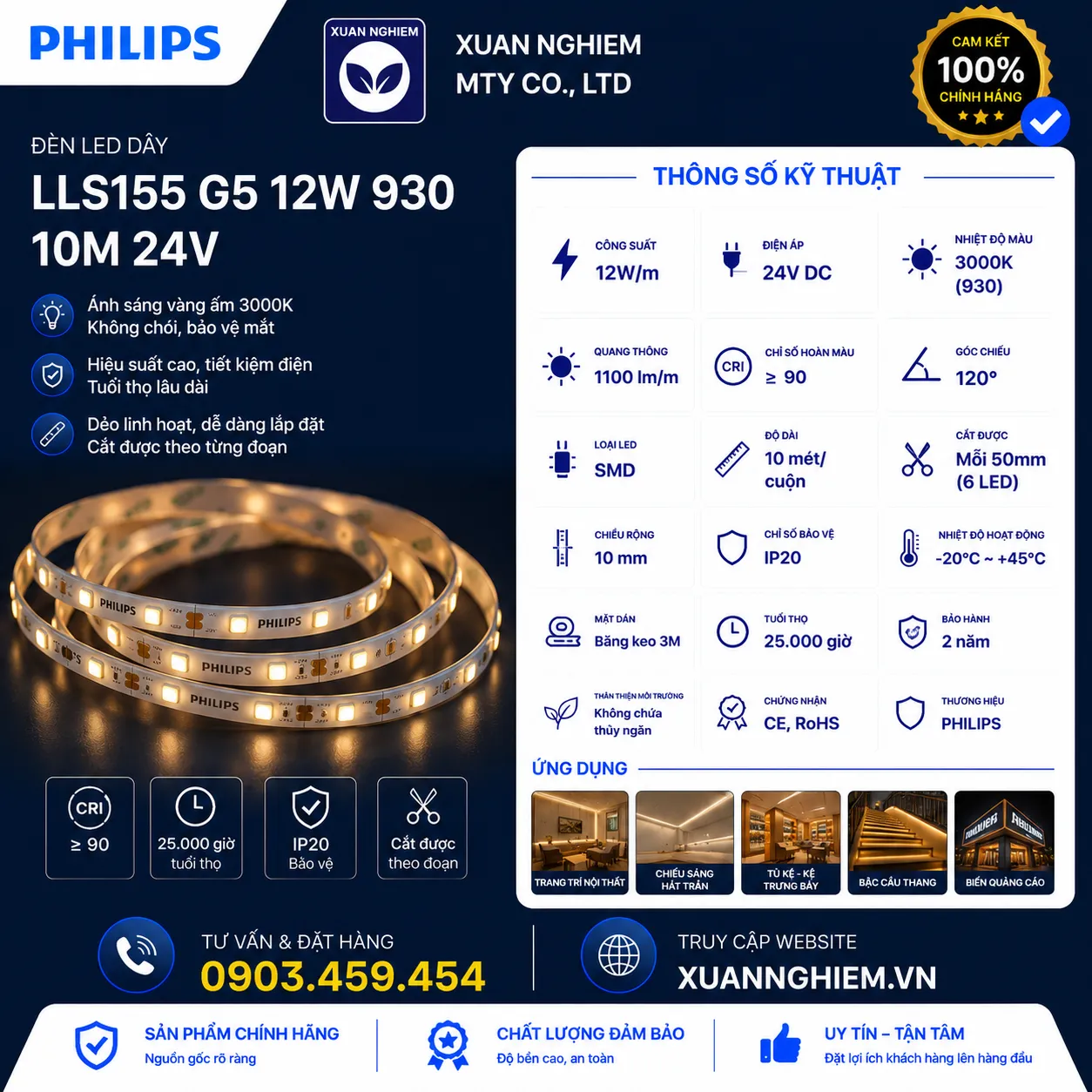 Đèn LED dây LLS155 G5 12W 930 10M 24V