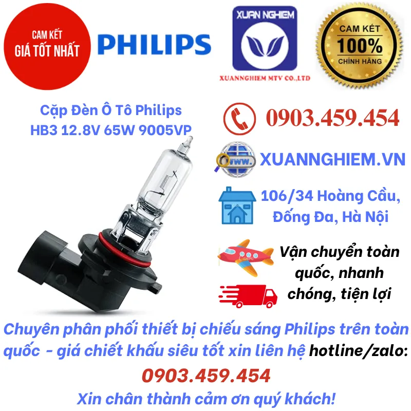 Cặp Đèn Ô Tô Philips HB3 12.8V 65W 9005VP