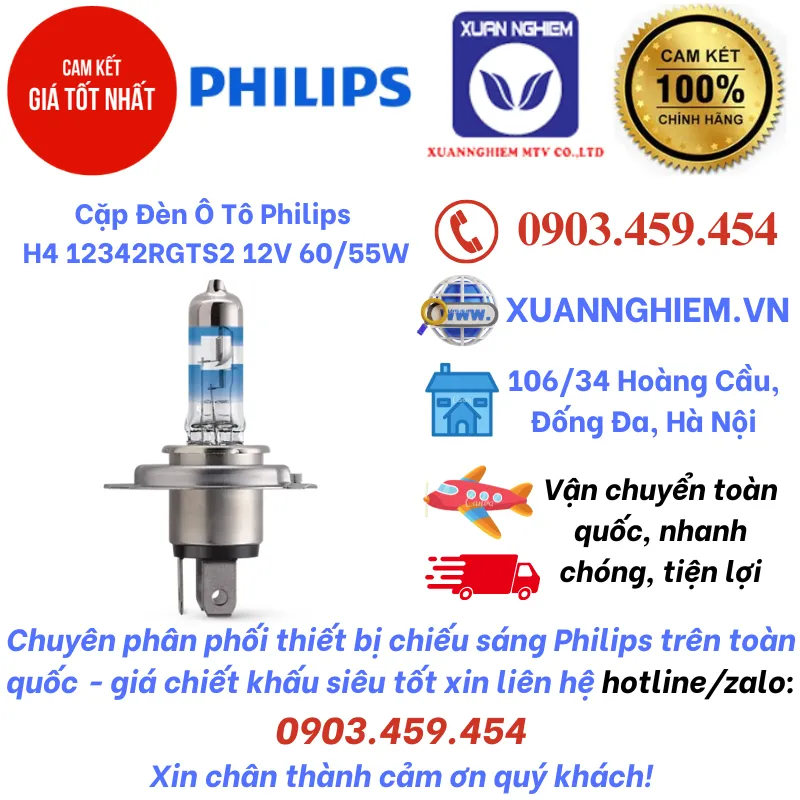 Cặp Đèn Ô Tô Philips H4 12342RGTS2 12V 60/55W