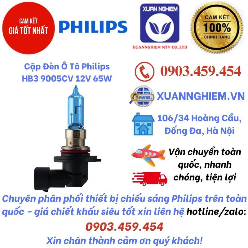 Cặp Đèn Ô Tô Philips HB3 9005CV 12V 65W
