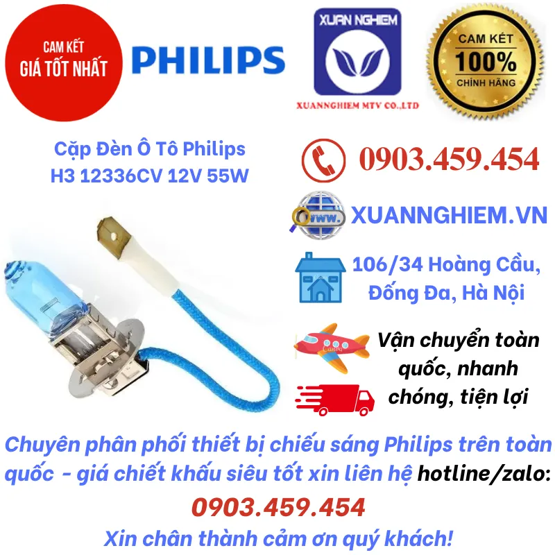 Cặp Đèn Ô Tô Philips H3 12336CV 12V 55W