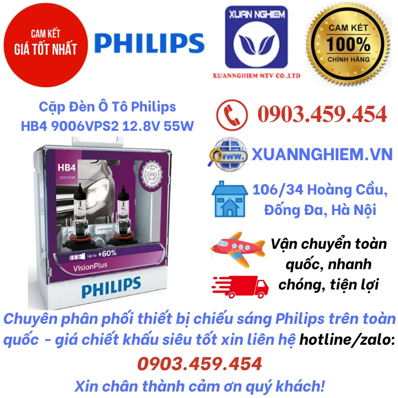 Cặp Đèn Ô Tô Philips HB4 9006VPS2 12.8V 55W