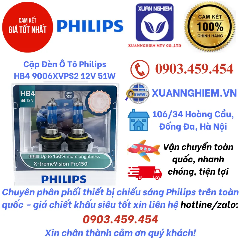Cặp Đèn Ô Tô Philips HB4 9006XVPS2 12V 51W
