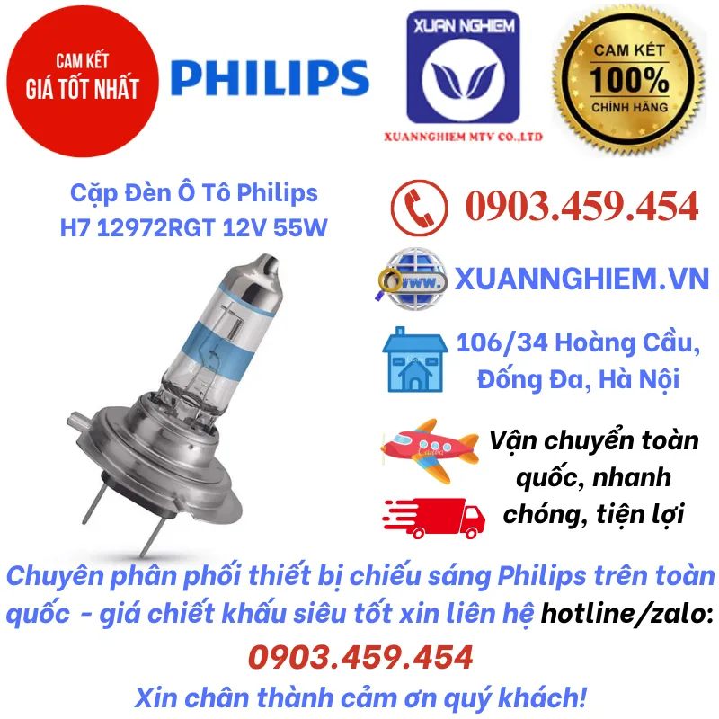 Cặp Đèn Ô Tô Philips H7 12972RGT 12V 55W