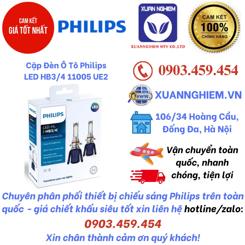 Cặp Đèn Ô Tô Philips LED HB3/4 11005 UE2