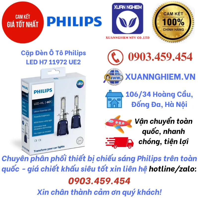 Cặp Đèn Ô Tô Philips LED H7 11972 UE2