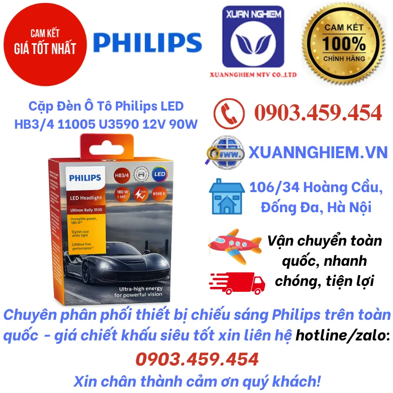 Cặp Đèn Ô Tô Philips LED HB3/4 11005 U3590 12V 90W