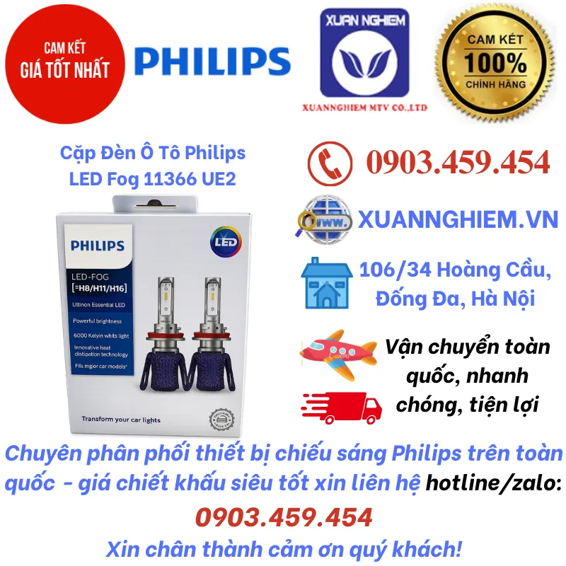 Cặp Đèn Ô Tô Philips LED Fog 11366 UE2