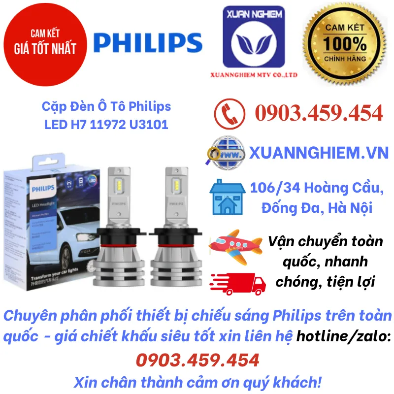 Cặp Đèn Ô Tô Philips LED H7 11972 U3101