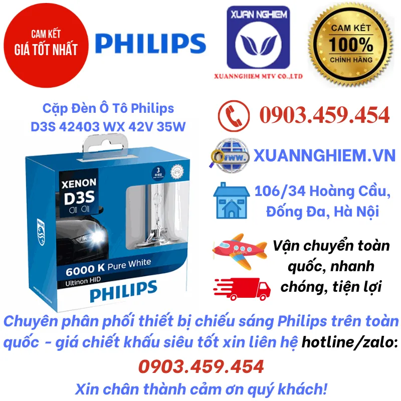 Cặp Đèn Ô Tô Philips D3S 42403 WX 42V 35W / XENON D3S 53V 35W