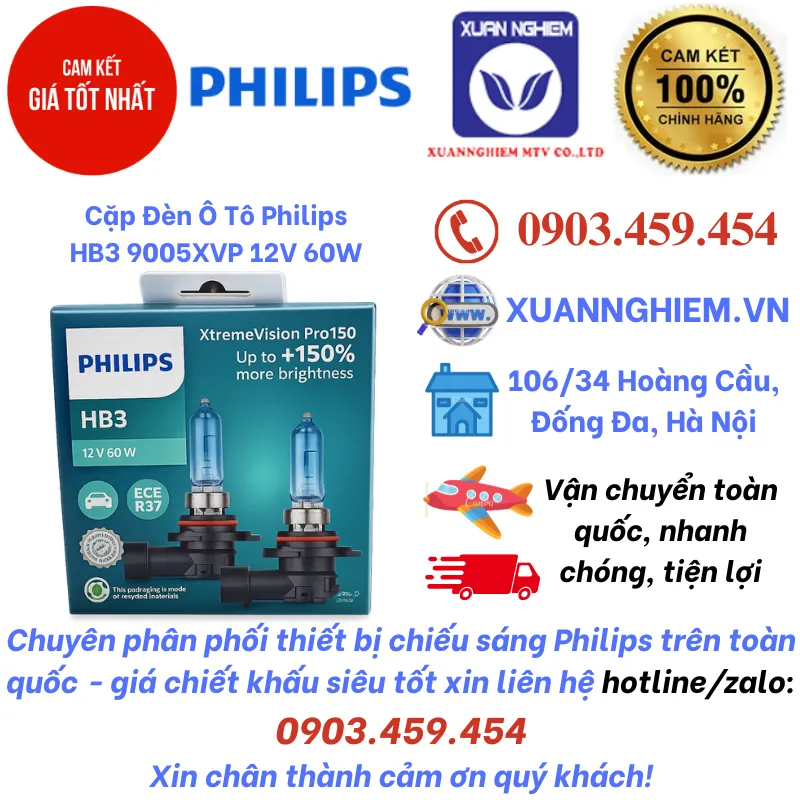 Cặp Đèn Ô Tô Philips HB3 9005XVP 12V 60W