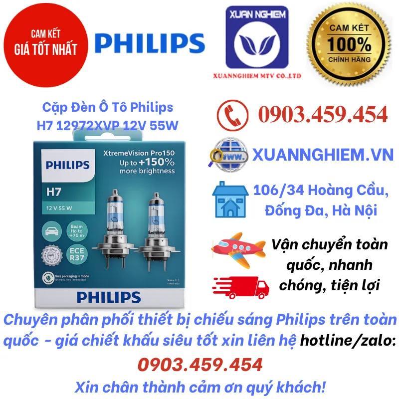 Cặp Đèn Ô Tô Philips H7 12972XVP 12V 55W