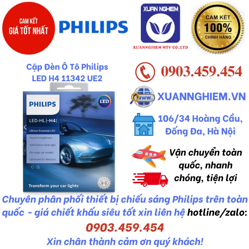 Cặp Đèn Ô Tô Philips LED H4 11342 UE2