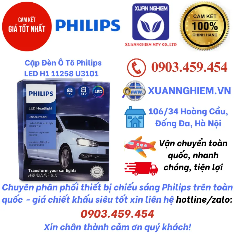 Cặp Đèn Ô Tô Philips LED H1 11258 U3101