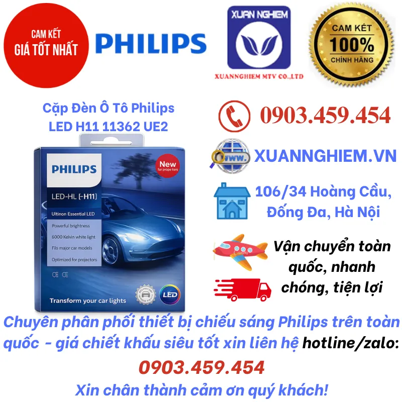 Cặp Đèn Ô Tô Philips LED H11 11362 UE2