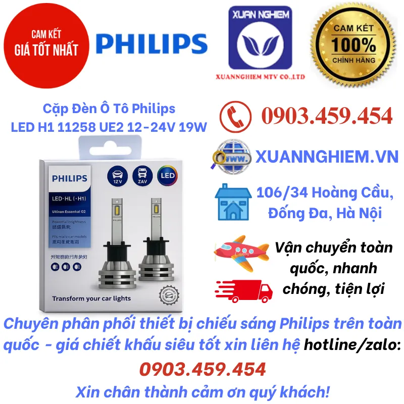 Cặp Đèn Ô Tô Philips LED H1 11258 UE2 12-24V 19W