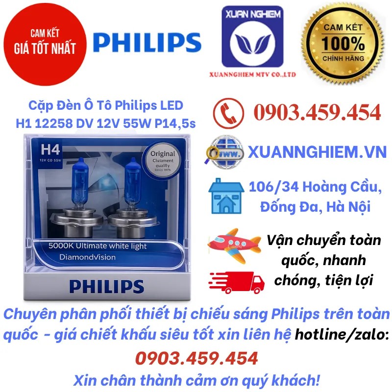 Cặp Đèn Ô Tô Philips LED H4 12342 DV 12V 60/55W