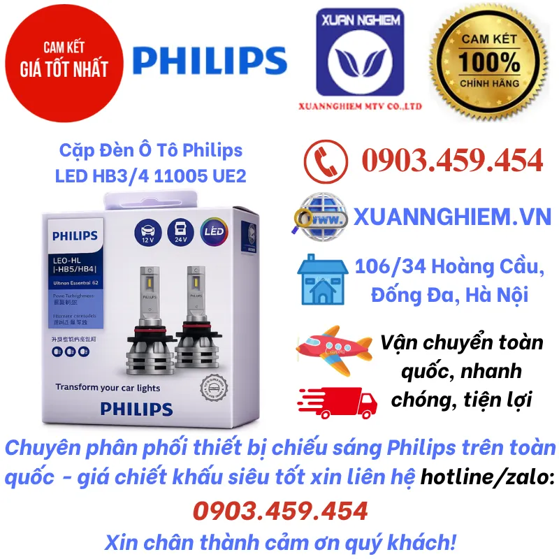 Cặp Đèn Ô Tô Philips LED HB3/4 11005 UE2