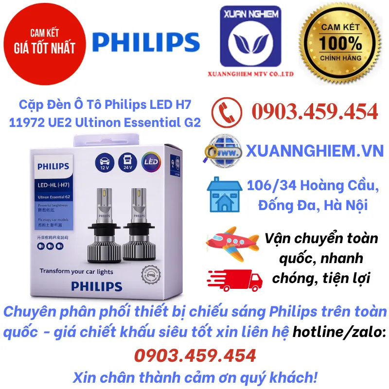 Cặp Đèn Ô Tô Philips LED H7 11972 UE2