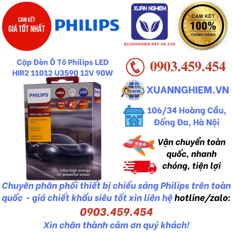 Cặp Đèn Ô Tô Philips LED HIR2 11012 U3590 12V 90W