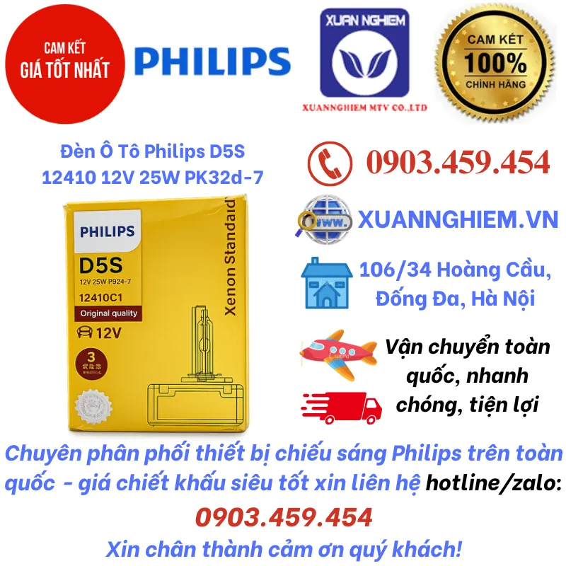 Đèn Ô Tô Philips D5S 12410 12V 25W PK32d-7