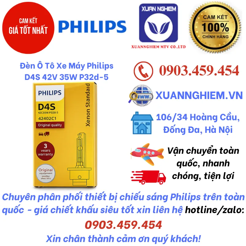 Đèn Ô Tô Xe Máy Philips D4S 42V 35W P32d-5