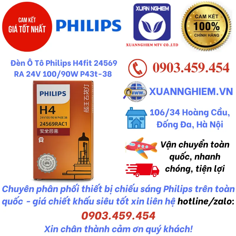 Đèn Ô Tô Philips H4fit 24569 RA 24V 100/90W P43t-38