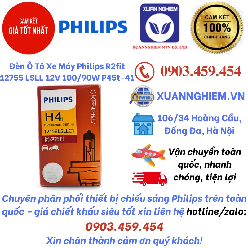 Đèn Ô Tô Xe Máy Philips R2fit 12755 LSLL 12V 100/90W P45t-41