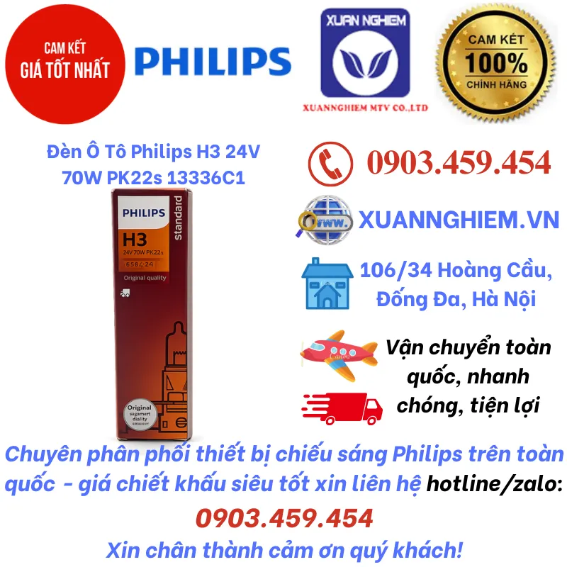 Đèn Ô Tô Philips H3 24V 70W PK22s 13336C1