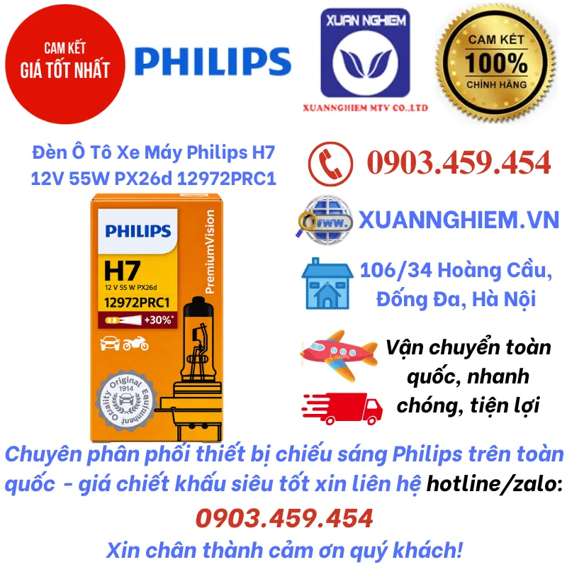 Đèn Ô Tô Xe Máy Philips H7 12V 55W PX26d 12972PRC1