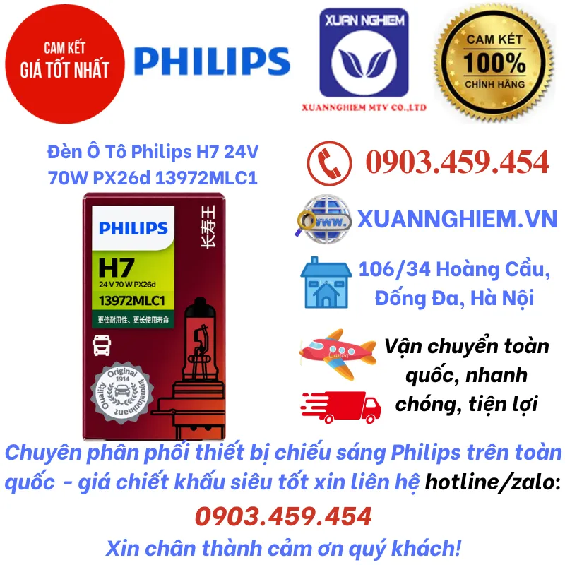 Đèn Ô Tô Philips H7 24V 70W PX26d 13972MLC1