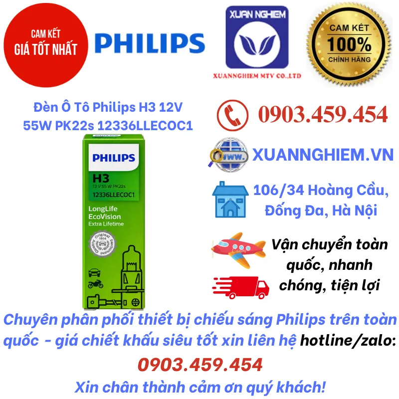 Đèn Ô Tô Philips H3 12V 55W PK22s 12336LLECOC1