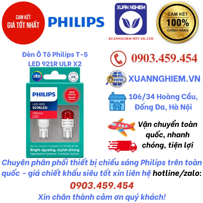 Đèn Ô Tô Philips T-5 LED 921R ULR X2