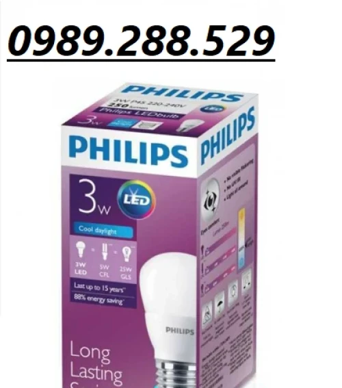 Bóng đèn LED Philips LedBulb 3W 3000K E27 230V P45