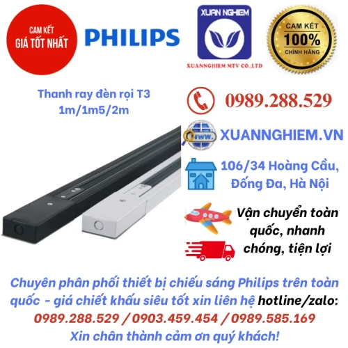 Thanh ray đèn rọi T3 độ dài 1m/1m5/2m