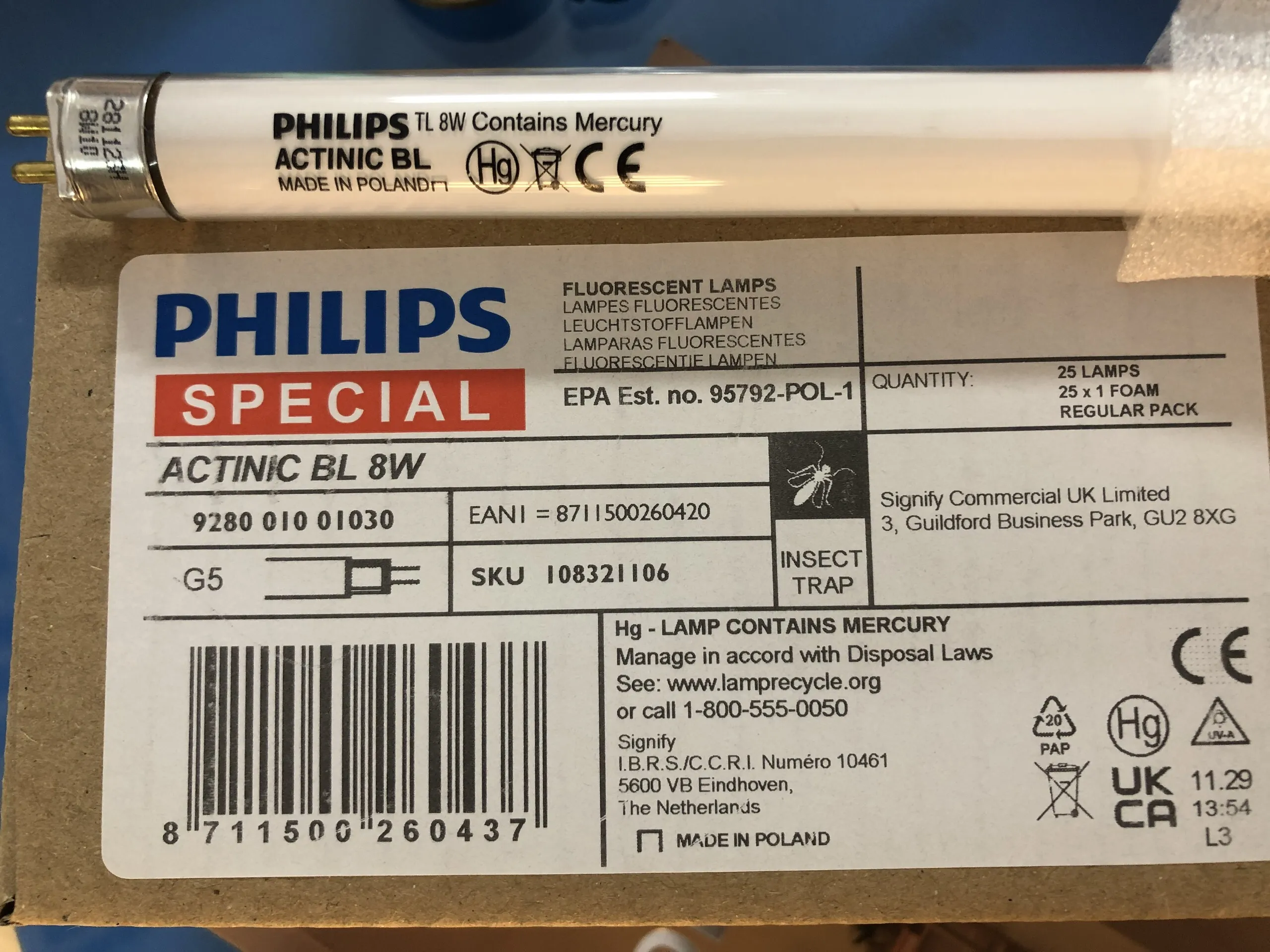 Bóng đèn thu hút côn trùng Actinic BL TL 8W Philips