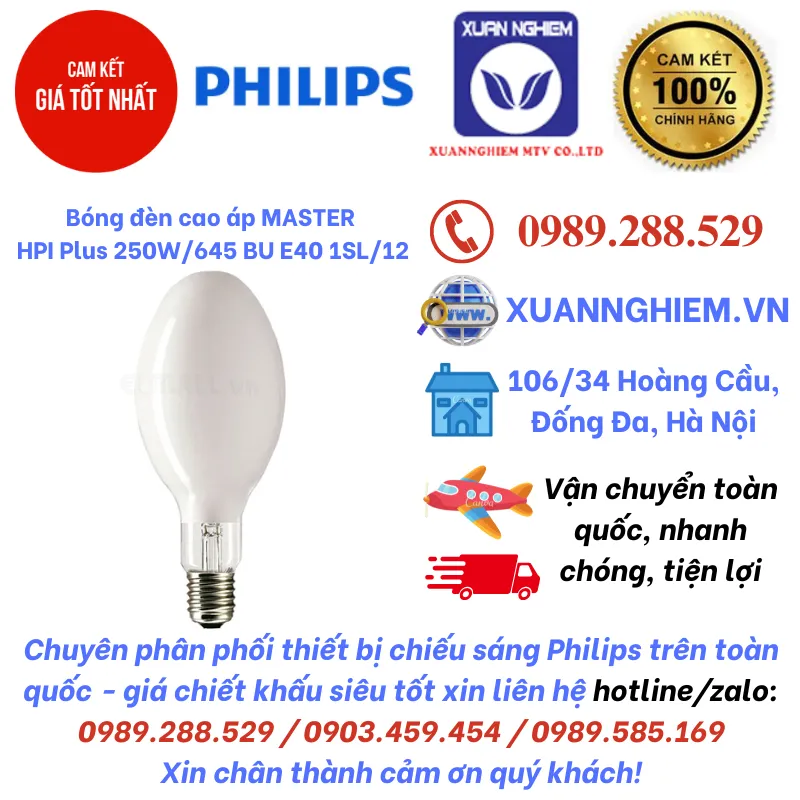 Bóng đèn cao áp MASTER HPI Plus 250W/645 BU E40 1SL/12