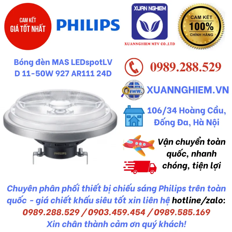 Bóng đèn Philiips MAS LEDspotLV D 11-50W 927 AR111 24D