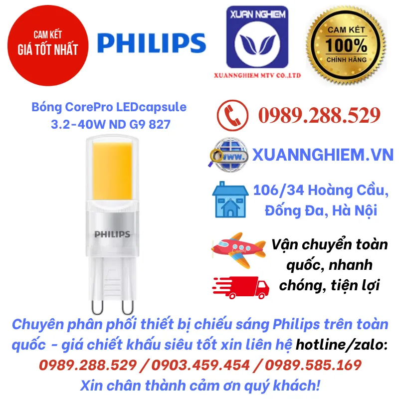 Bóng đèn Philips CorePro LEDcapsule 3.2-40W ND G9 827