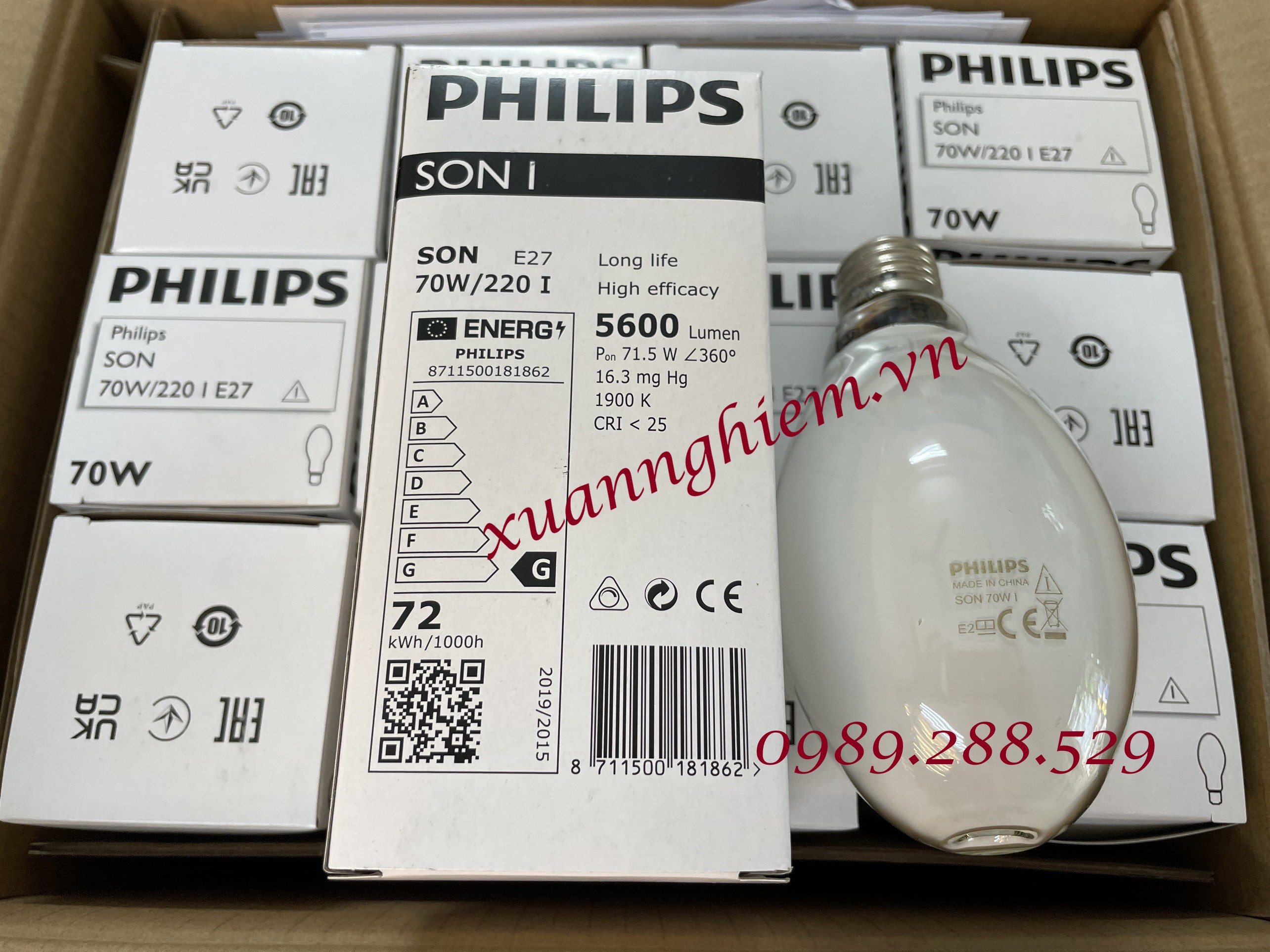 Bóng đèn cao áp sodium dạng bầu Philips SON 70W I E27 CO 1CT/24