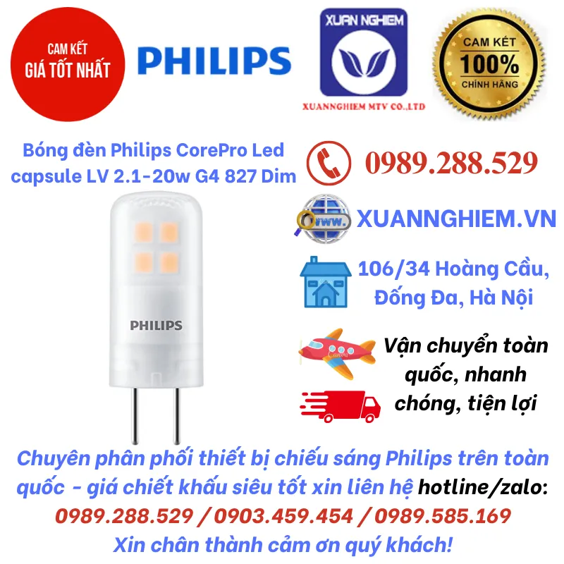 Bóng đèn Philips CorePro Led capsule LV 2.1-20w G4 827 Dim