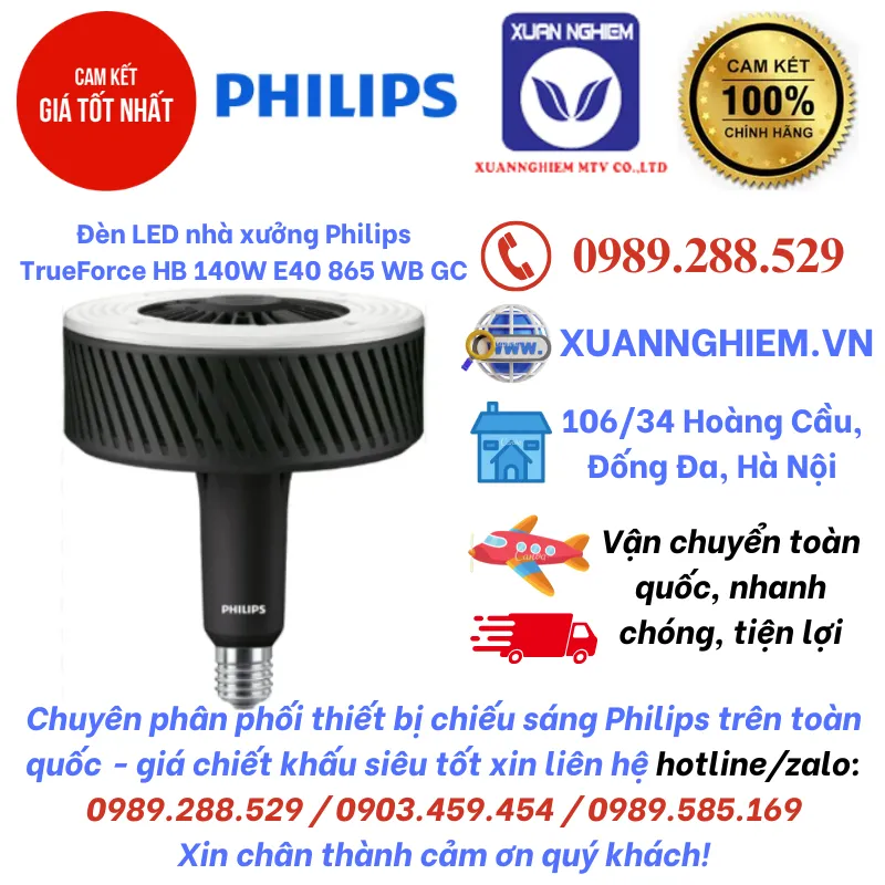 Đèn LED nhà xưởng Philips TrueForce HB 140W E40 865 WB GC