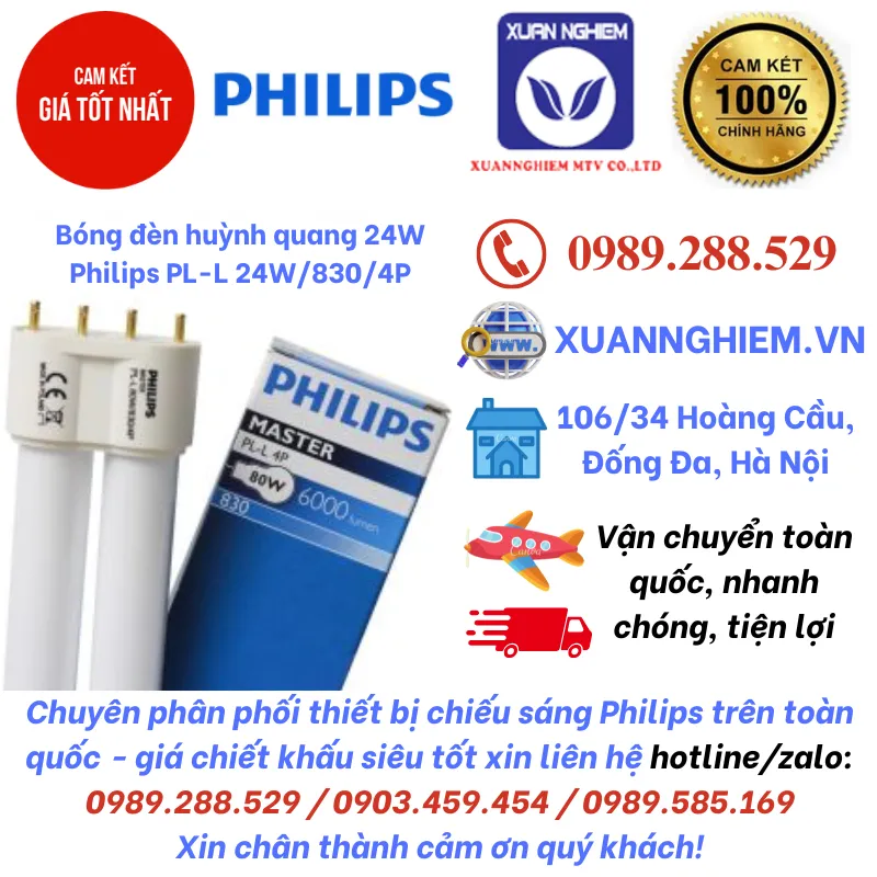 Bóng đèn huỳnh quang 24W Philips PL-L 24W/830/4P