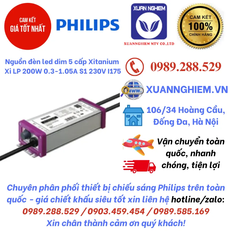 Nguồn đèn led dim 5 cấp Xitanium Xi LP 200W 0.3-1.05A S1 230V I175