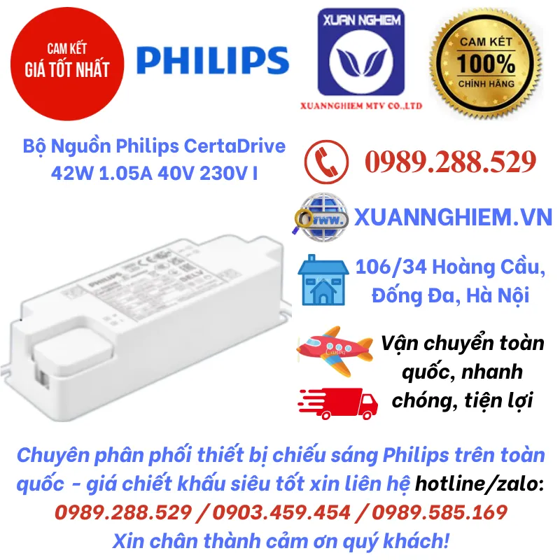 Bộ Nguồn Philips CertaDrive 42W 1.05A 40V 230V I