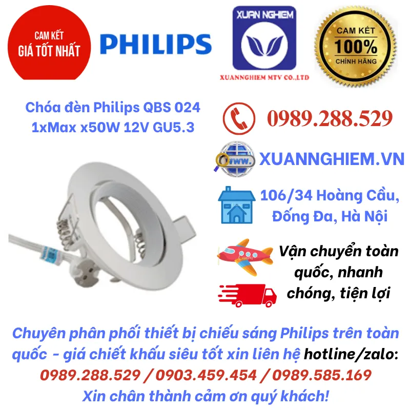 Chóa đèn Philips QBS 024 1xMax x50W 12V GU5.3